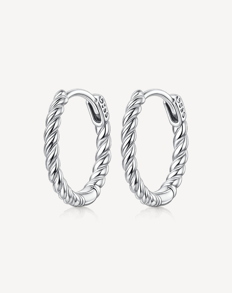 S925 Sterling Silver Twist Hoop Earrings for Women