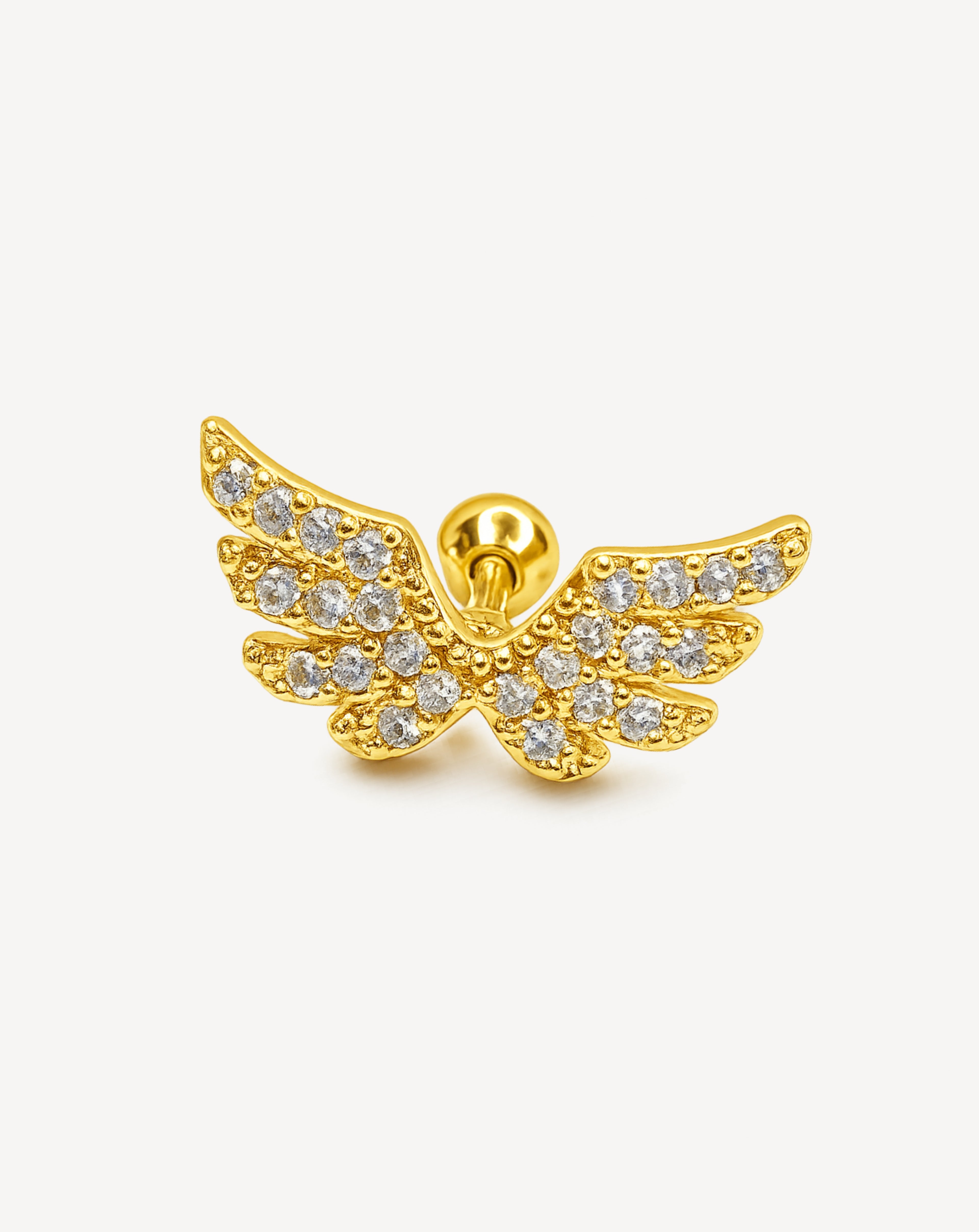 Angel Wing Zircon Single Earring | Gold Statement Ear Piece