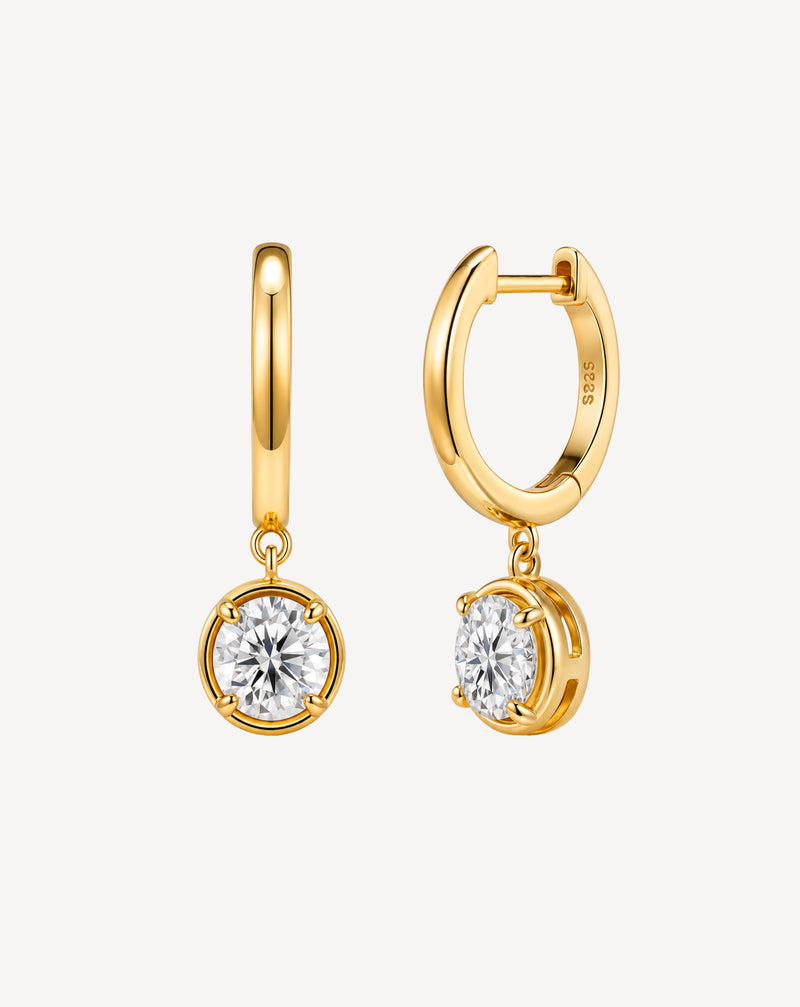 Moissanite Drop Earrings in Gold-Plated S925 Silver | Revosha