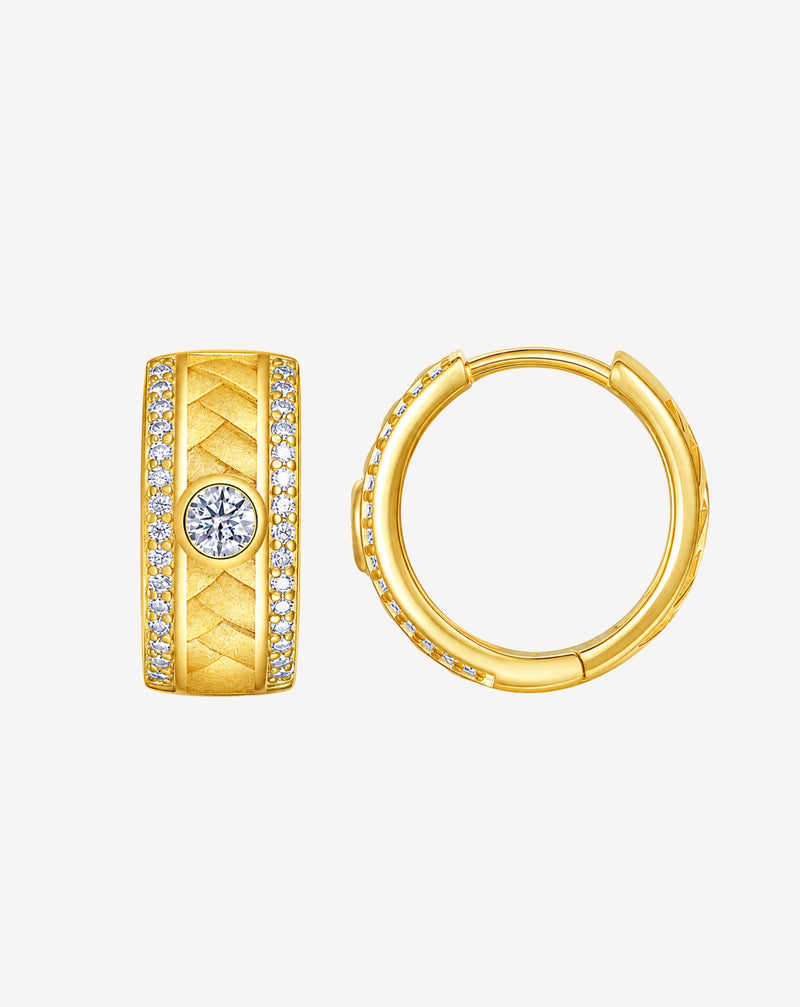 Morganite Gold Hoop Earrings in Gold-Plated S925 Silver