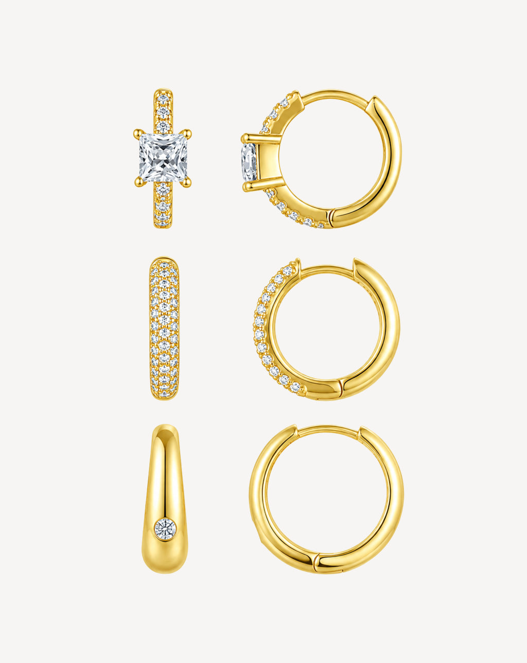 Morganite Hoop Earrings Set | Gold-Plated S925 Silver
