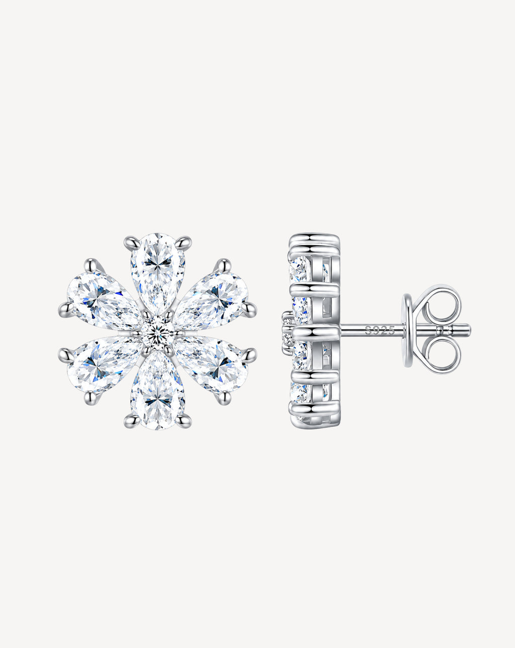 Pear-Shaped Morganite Stud Earrings | Platinum-Plated S925 Silver
