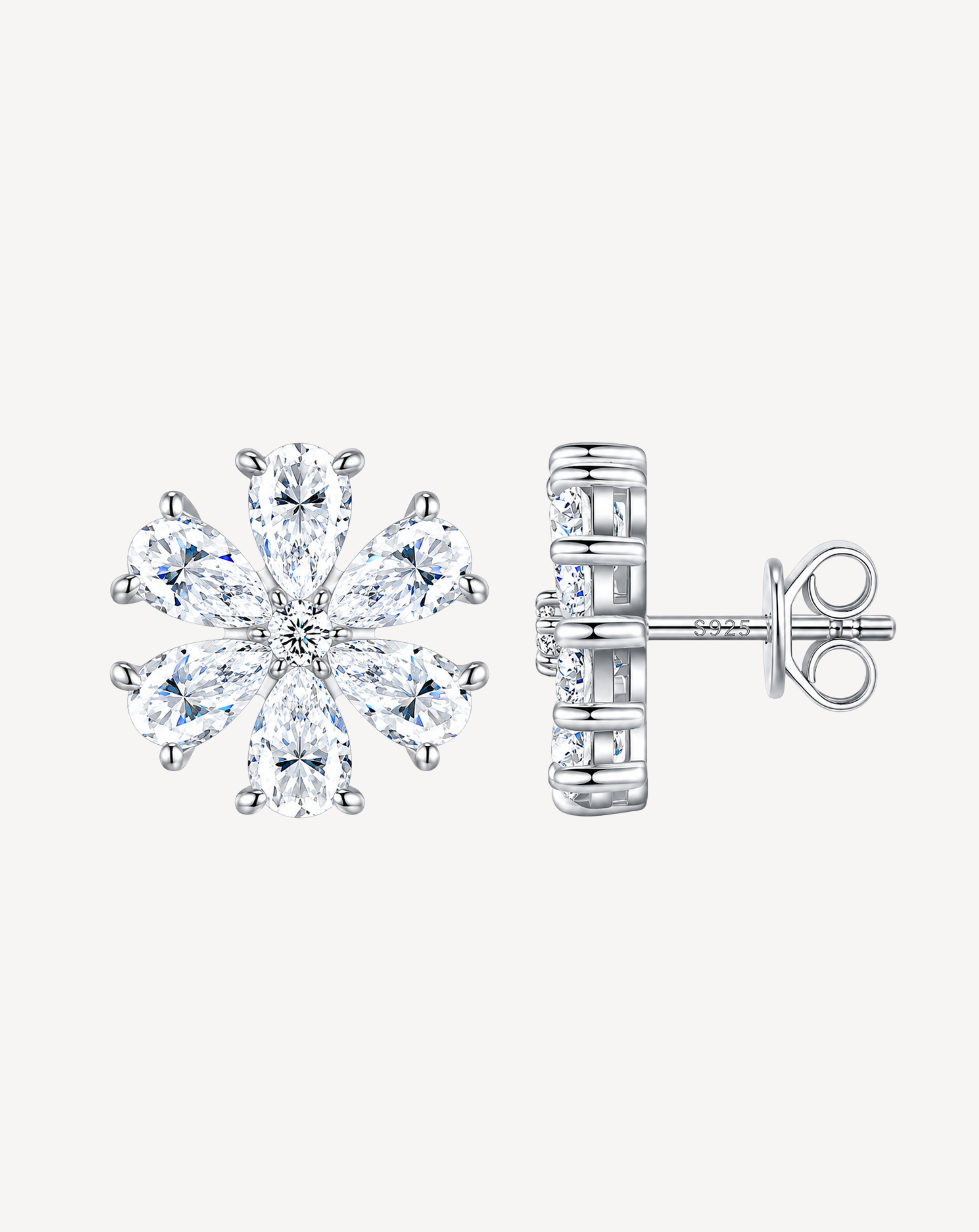 Pear-Shaped Morganite Stud Earrings | Platinum-Plated S925 Silver