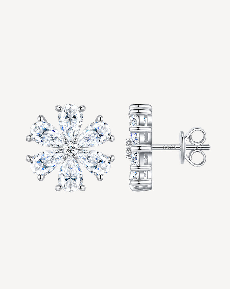 Pear-Shaped Morganite Stud Earrings | Platinum-Plated S925 Silver