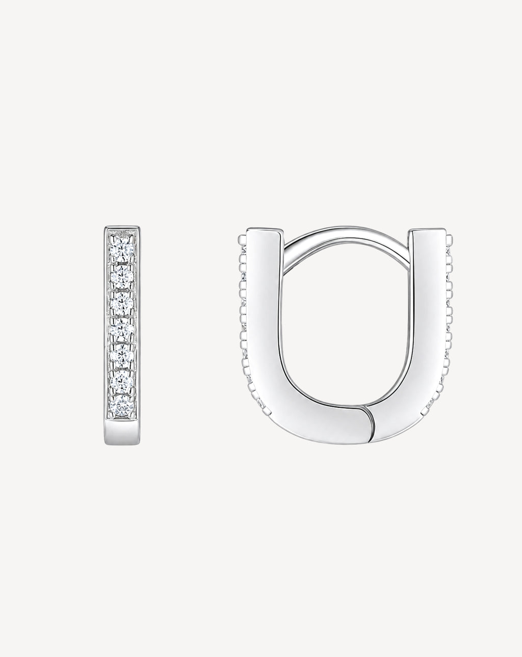 Morganite Crystal Hoop Earrings | Platinum-Plated S925 Silver