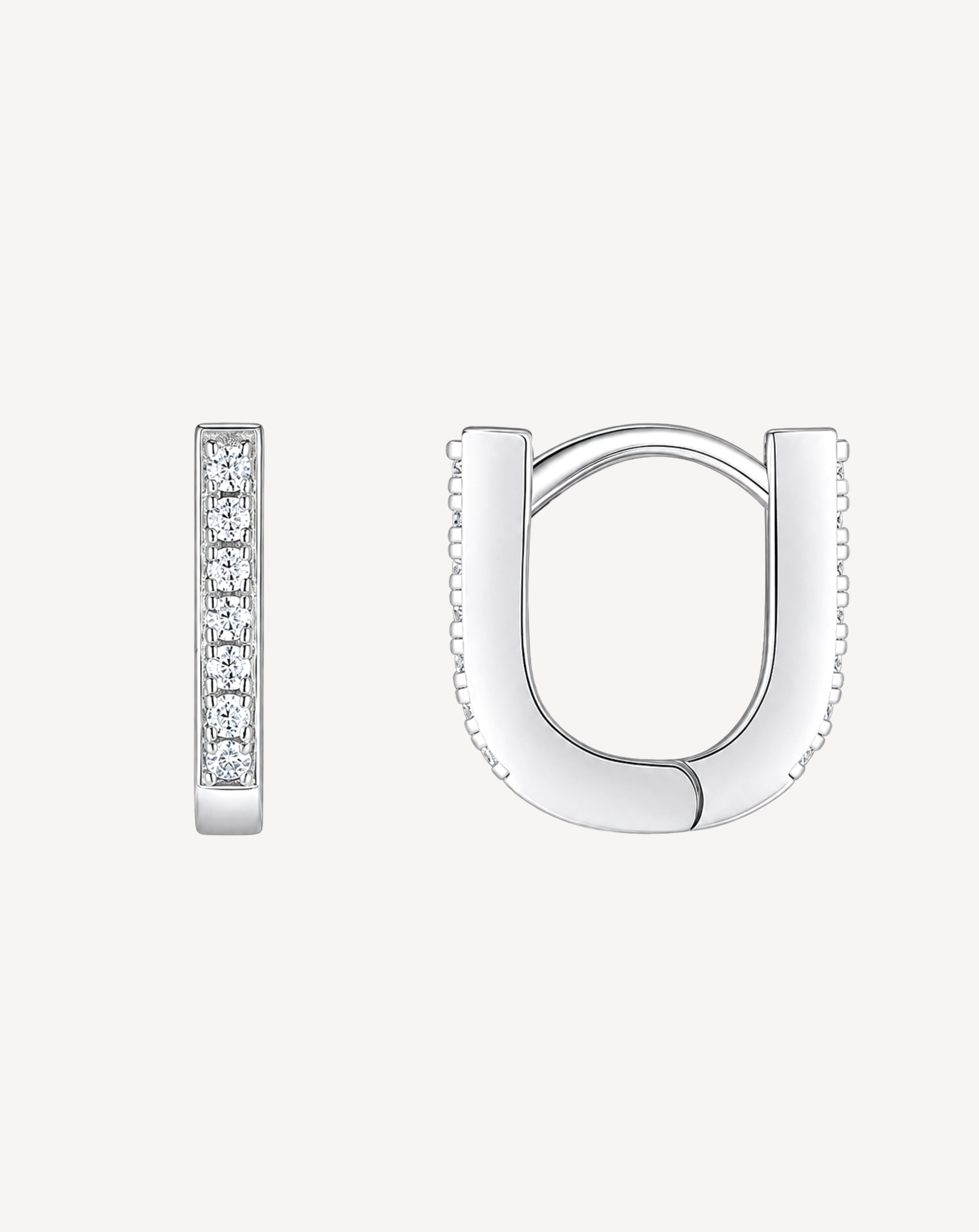 Morganite Crystal Hoop Earrings | Platinum-Plated S925 Silver