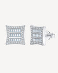 Morganite Square Stud Earrings | Platinum-Plated S925 Silver