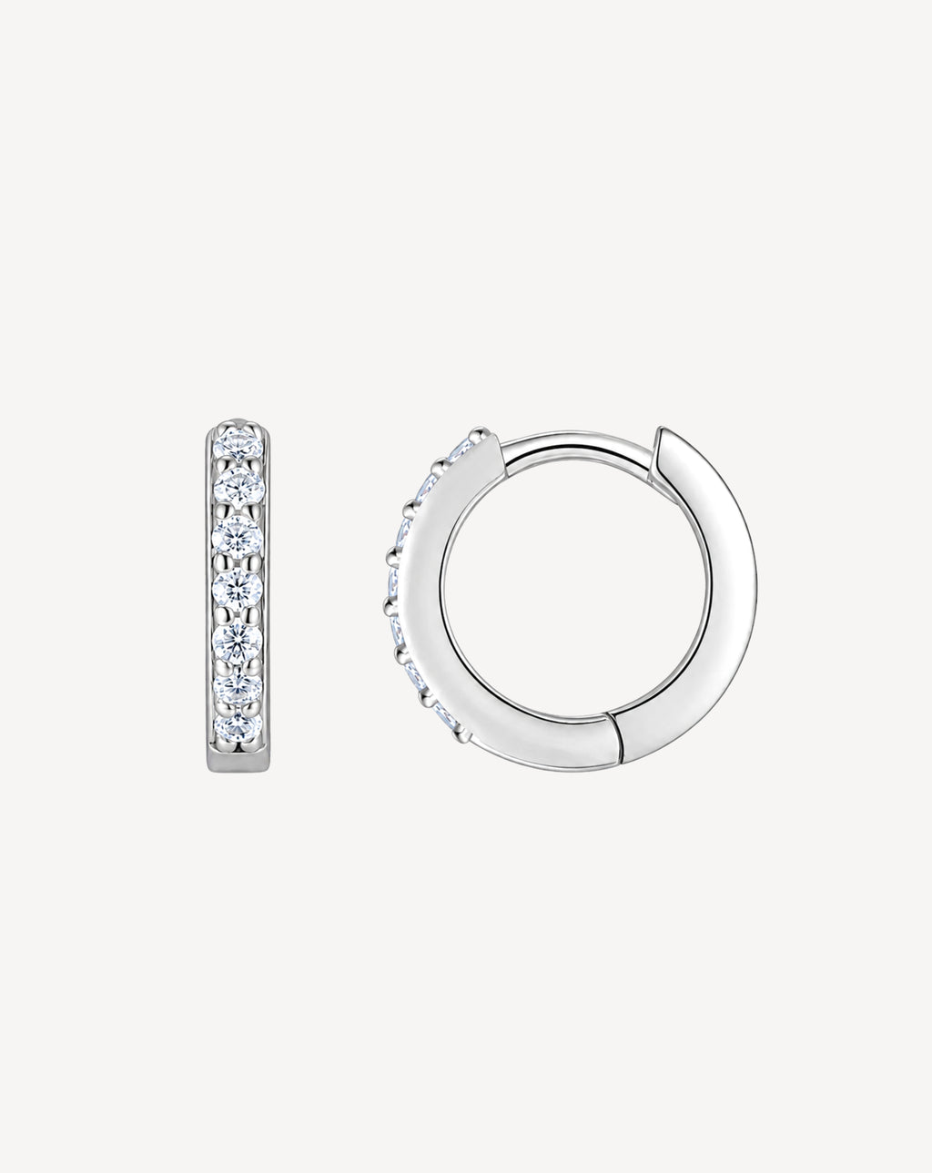 Moissanite Pavé Hoop Earrings | Platinum-Plated S925 Silver