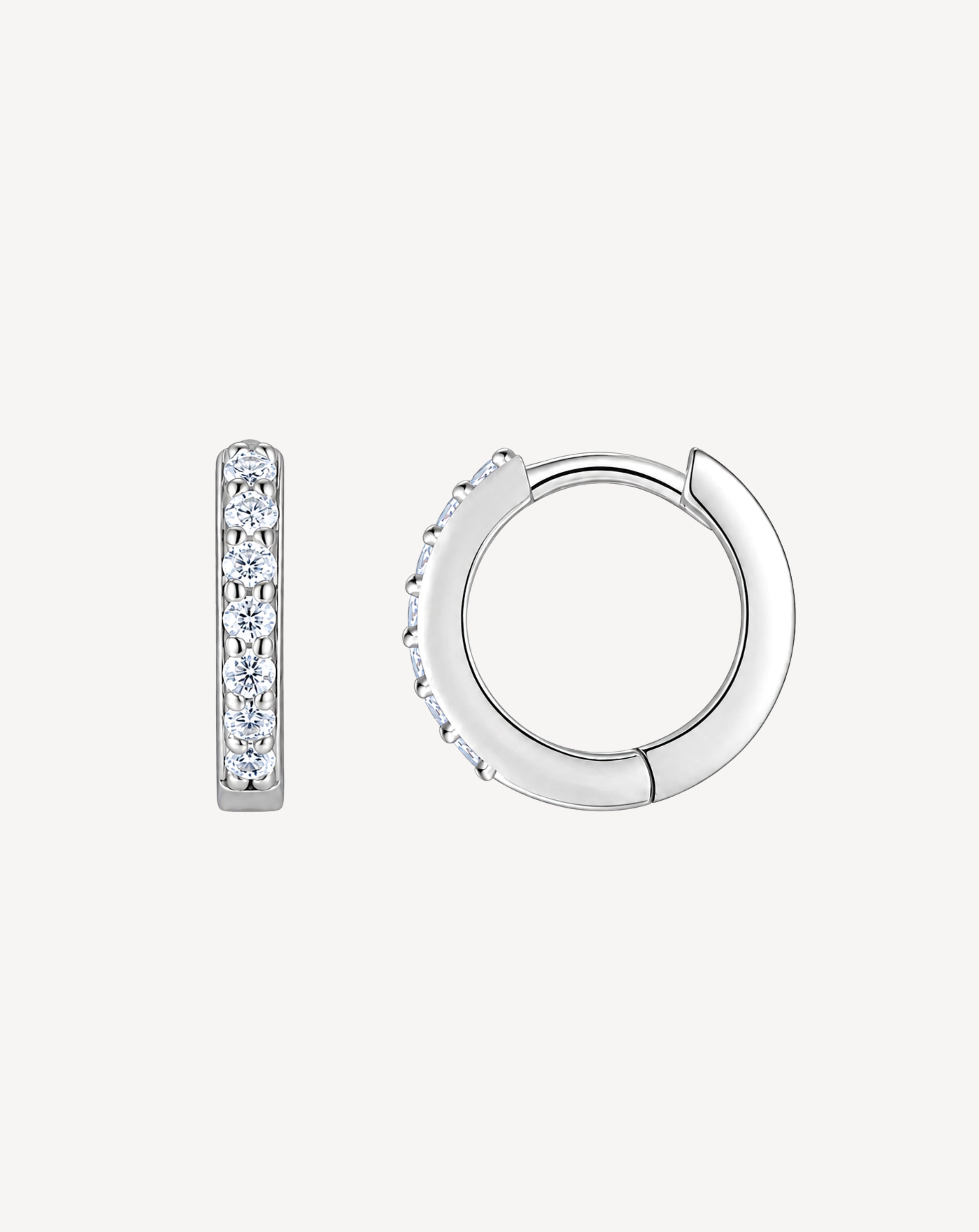 Moissanite Pavé Hoop Earrings | Platinum-Plated S925 Silver