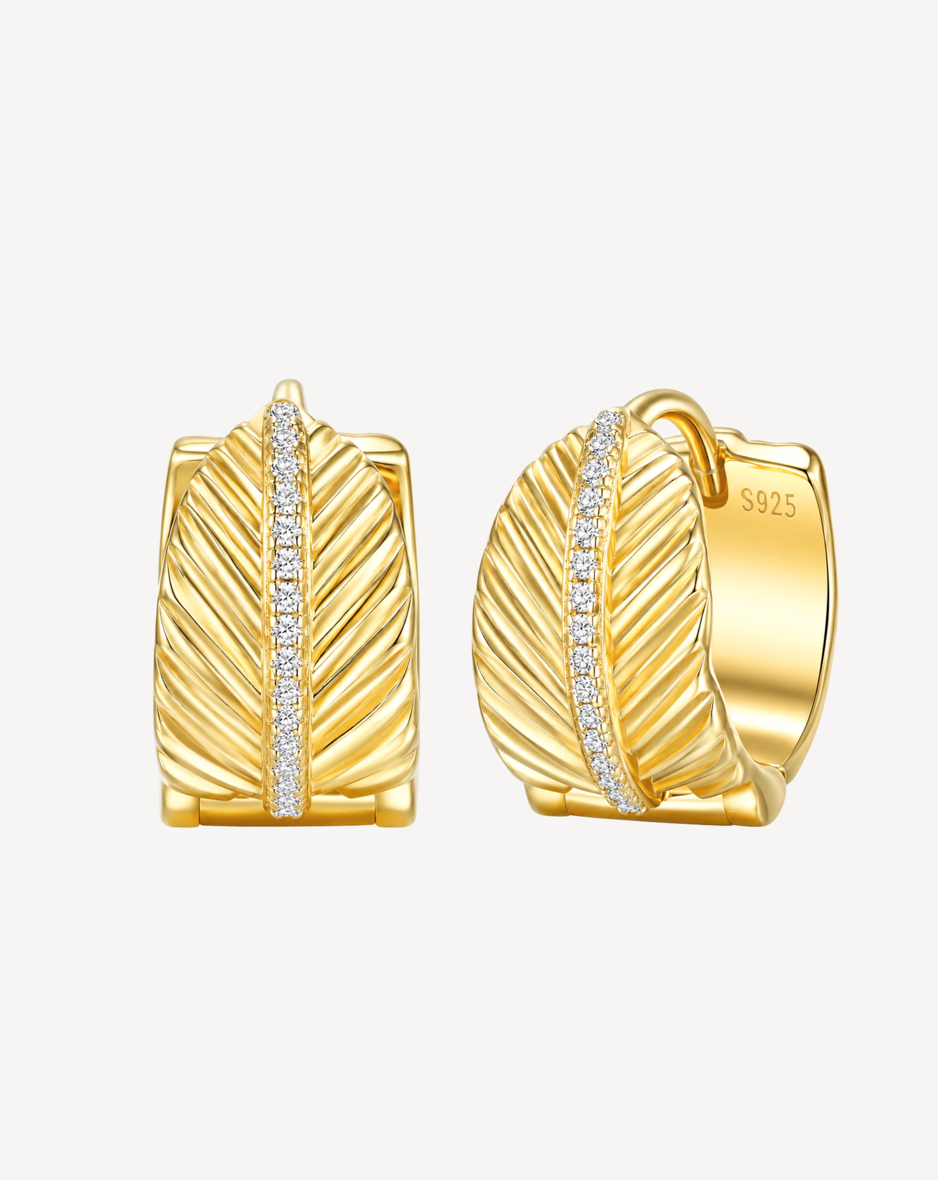 Moissanite Leaf Stud Earrings | Gold-Plated S925 Silver