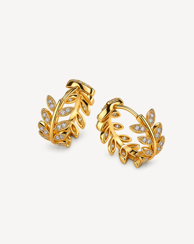 Leaf-Shaped Zircon Earrings for Women | Gold & Silver Finish