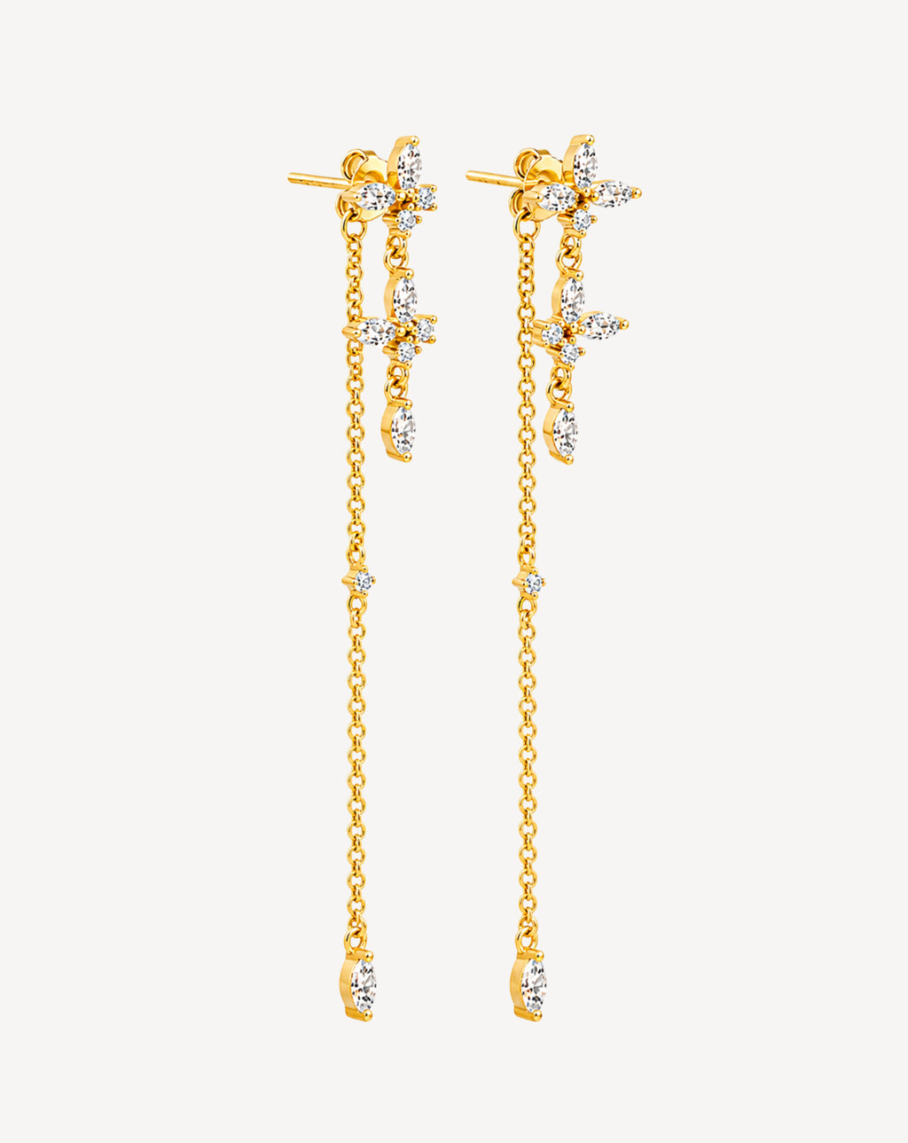 Butterfly Zircon Drop Earrings for Women | Long Chain Statement Earrings