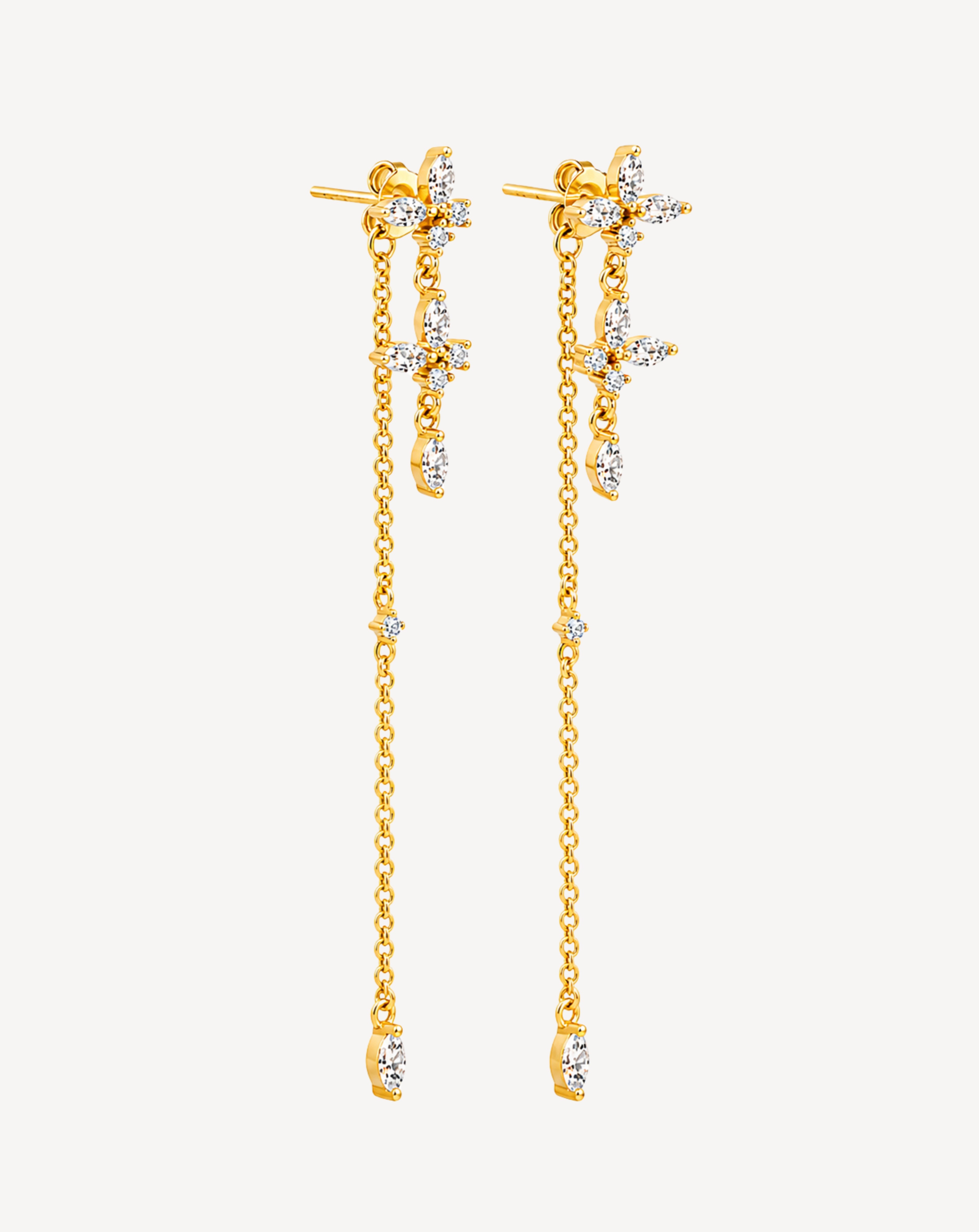 Butterfly Zircon Drop Earrings for Women | Long Chain Statement Earrings