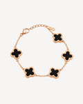 Rose Gold Plated Black Clover Link Bracelet for Women - product image 1