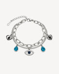Silver Plated Blue Evil Eye Layered Charm Bracelet for Women - product image 1