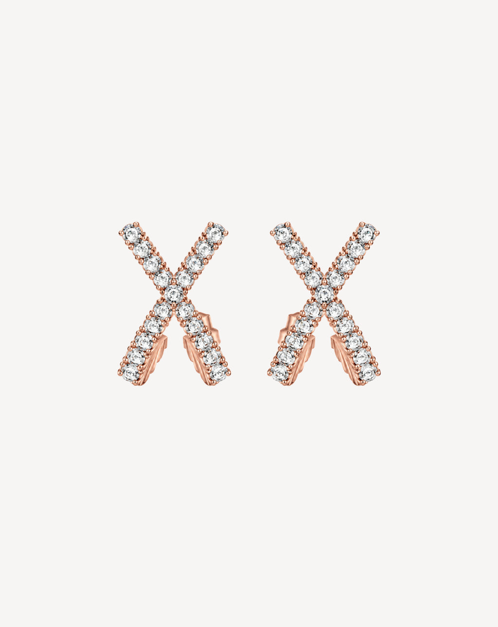 Rose Gold Plated Crystal X Stud Earrings for Women - product image 1