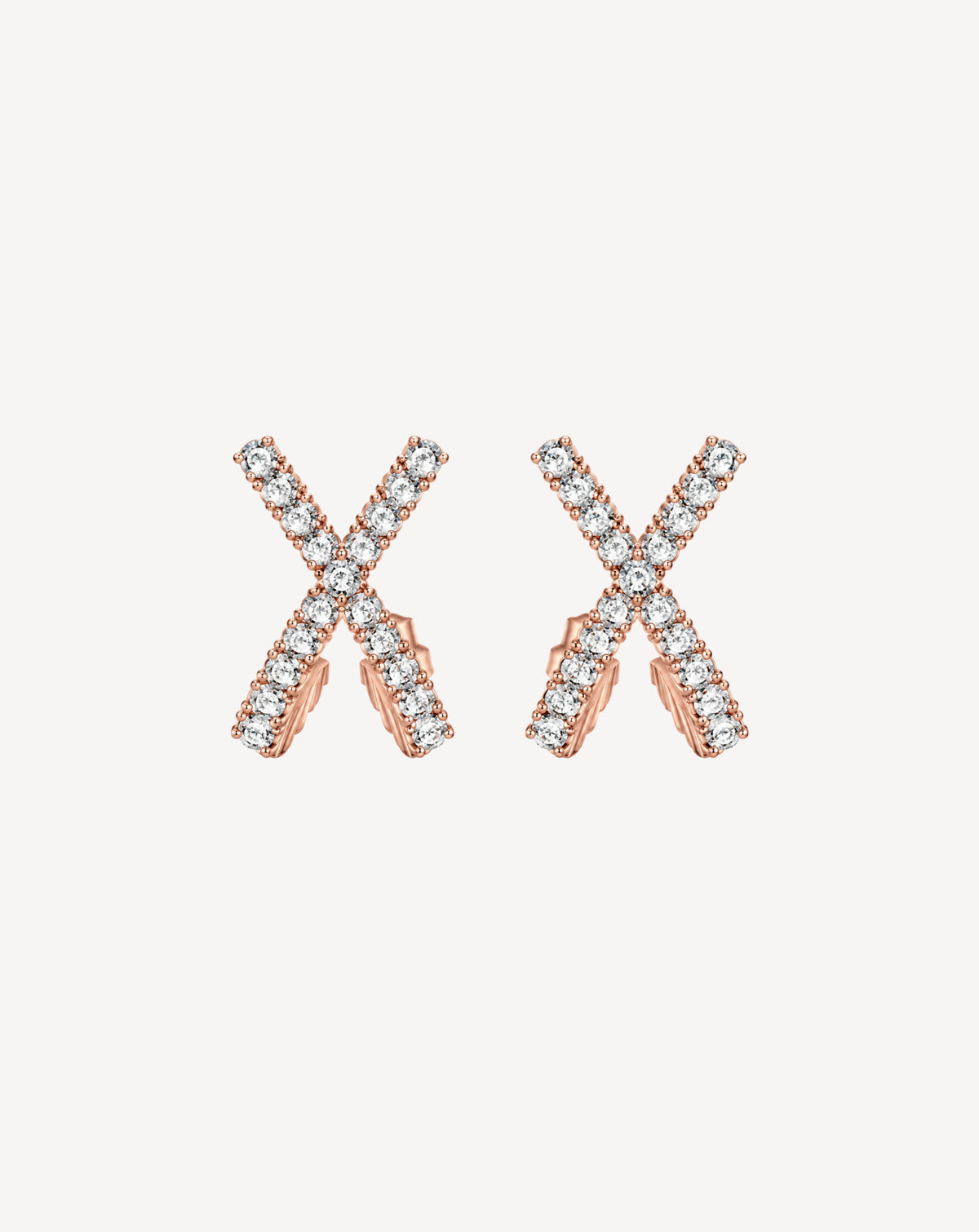 Rose Gold Plated Crystal X Stud Earrings for Women - product image 1