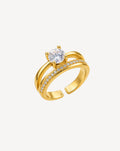 Gold Plated Solitaire Crystal Double Band Open Ring for Women - product image 1
