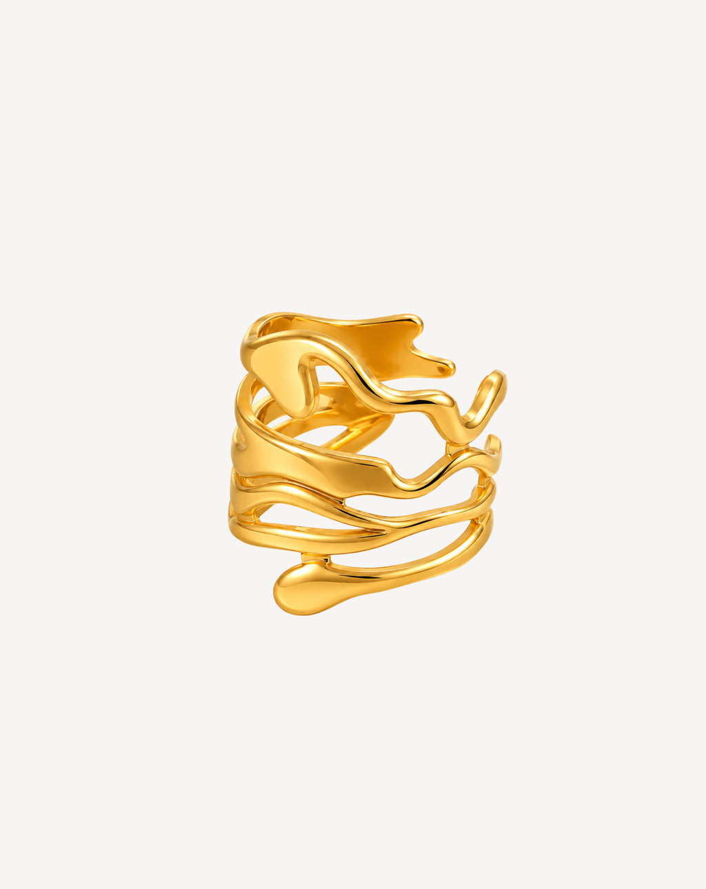 Gold Plated Sculpted Wave Open Statement Ring for Women - product image 1