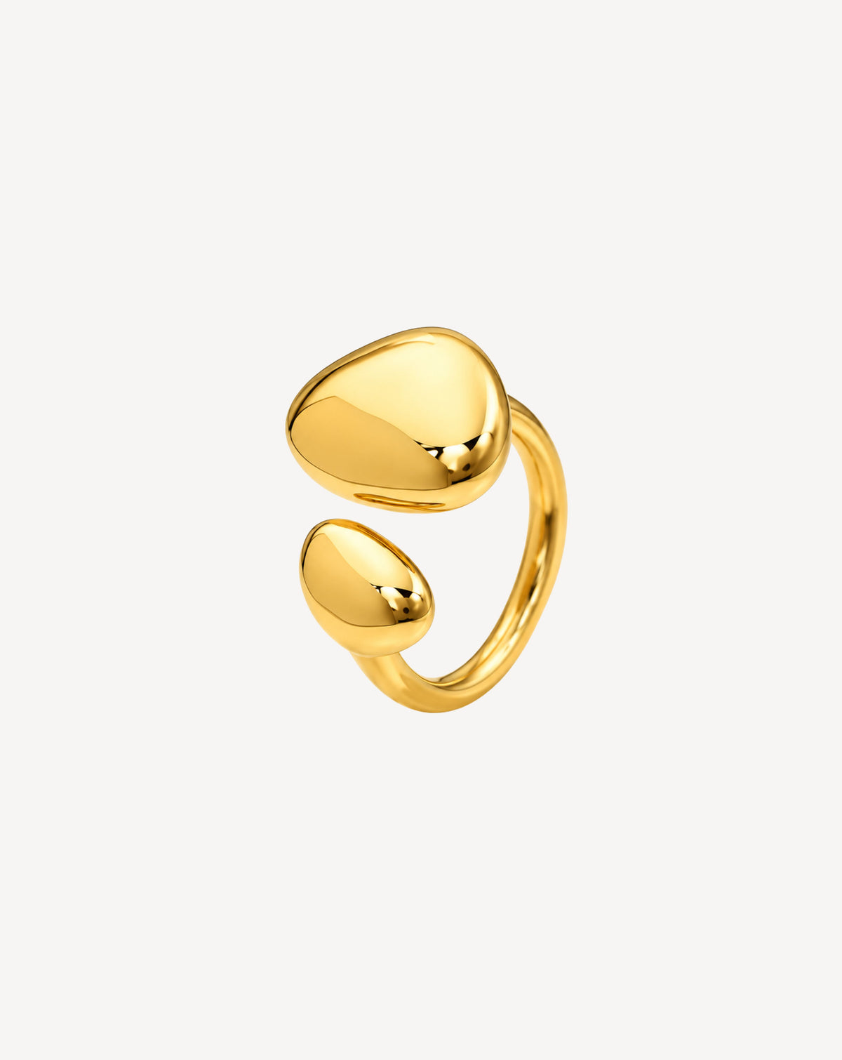 Gold Plated Sculpted Double Teardrop Open Ring for Women - product image 1