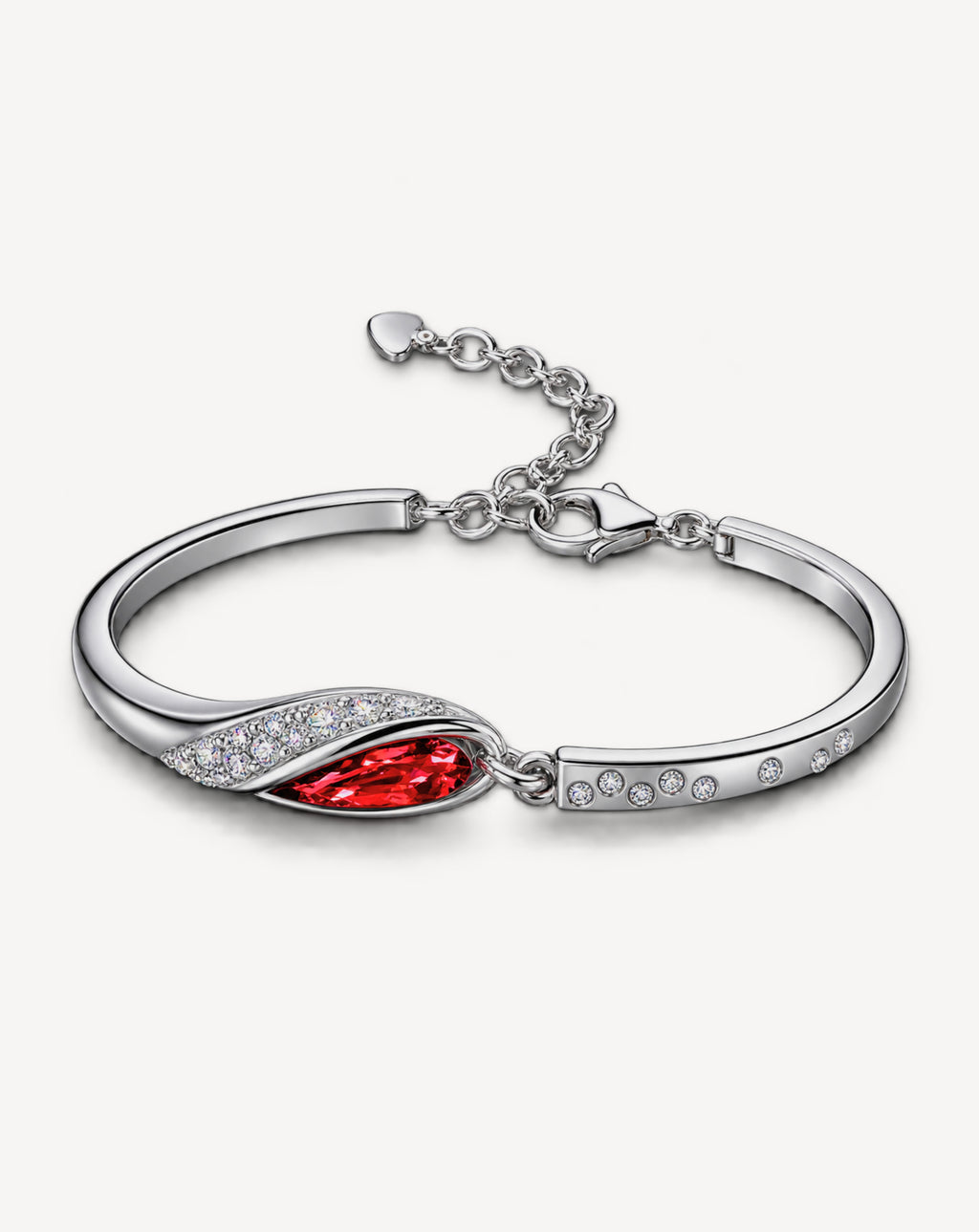 Red Crystal Snake Bracelet | Silver-Tone Women's Jewellery
