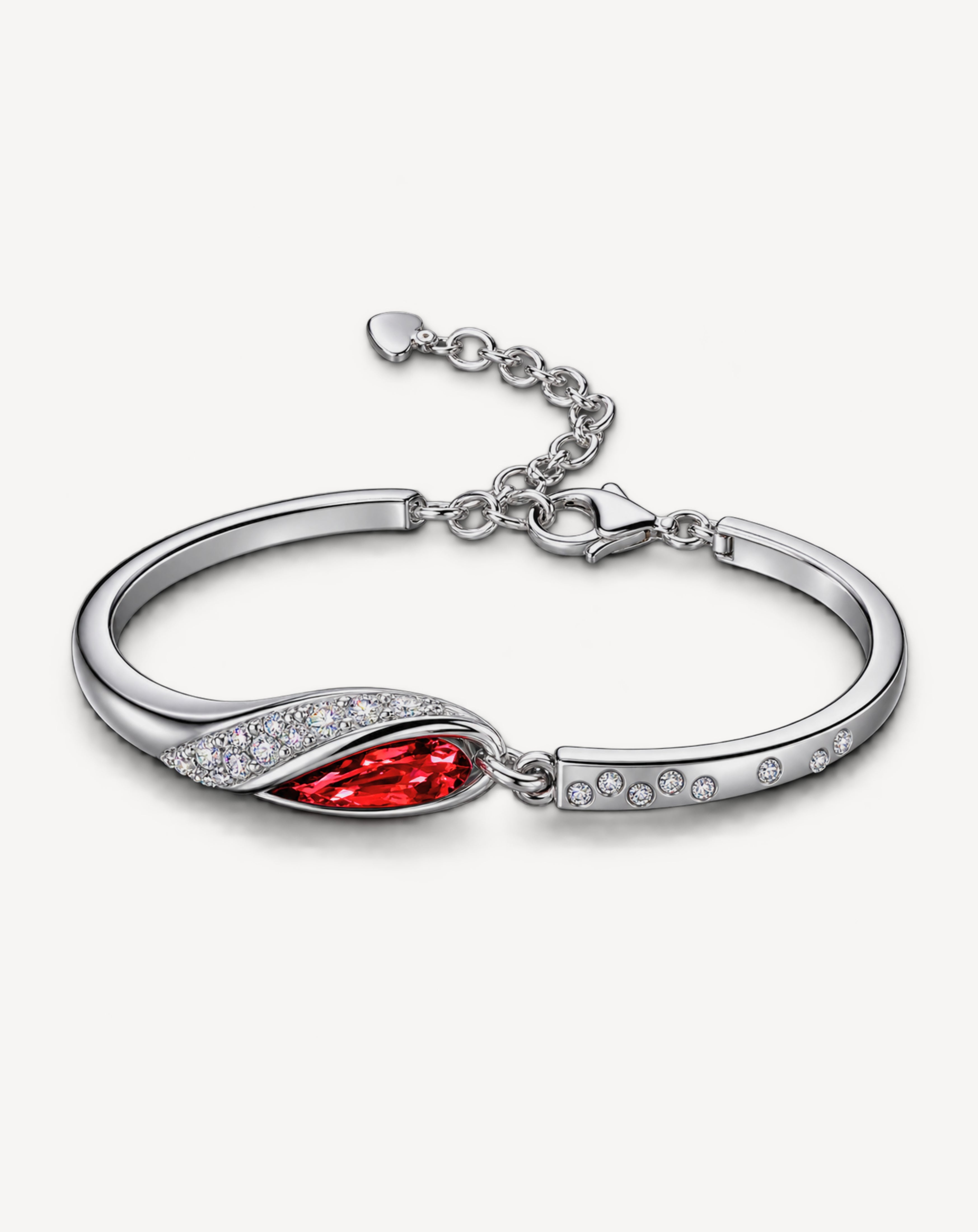 Red Crystal Snake Bracelet | Silver-Tone Women's Jewellery