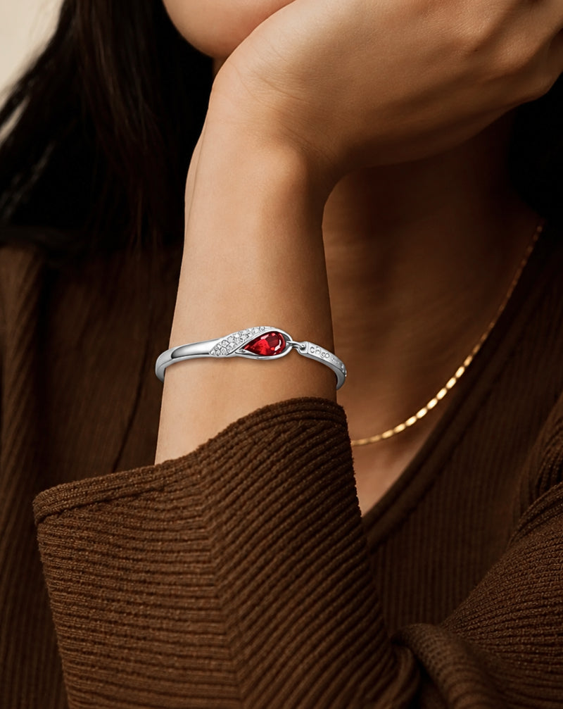 Red Crystal Snake Bracelet | Silver-Tone Women's Jewellery