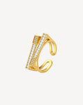 Gold Plated Double Bar Crystal Open Ring for Women - product image 1