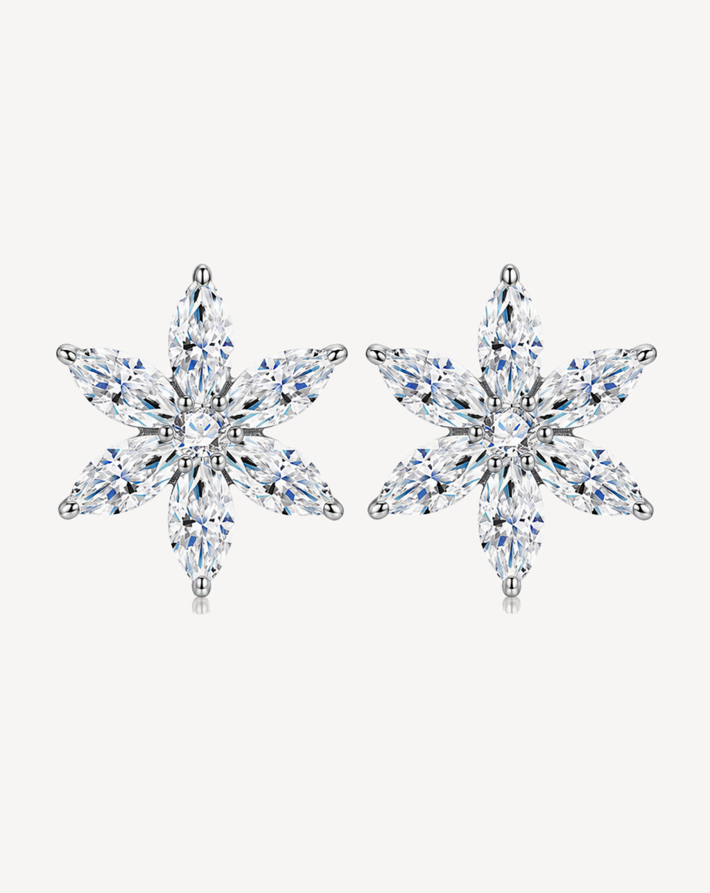 Moissanite Starburst Stud Earrings | Platinum-Plated S925 Silver