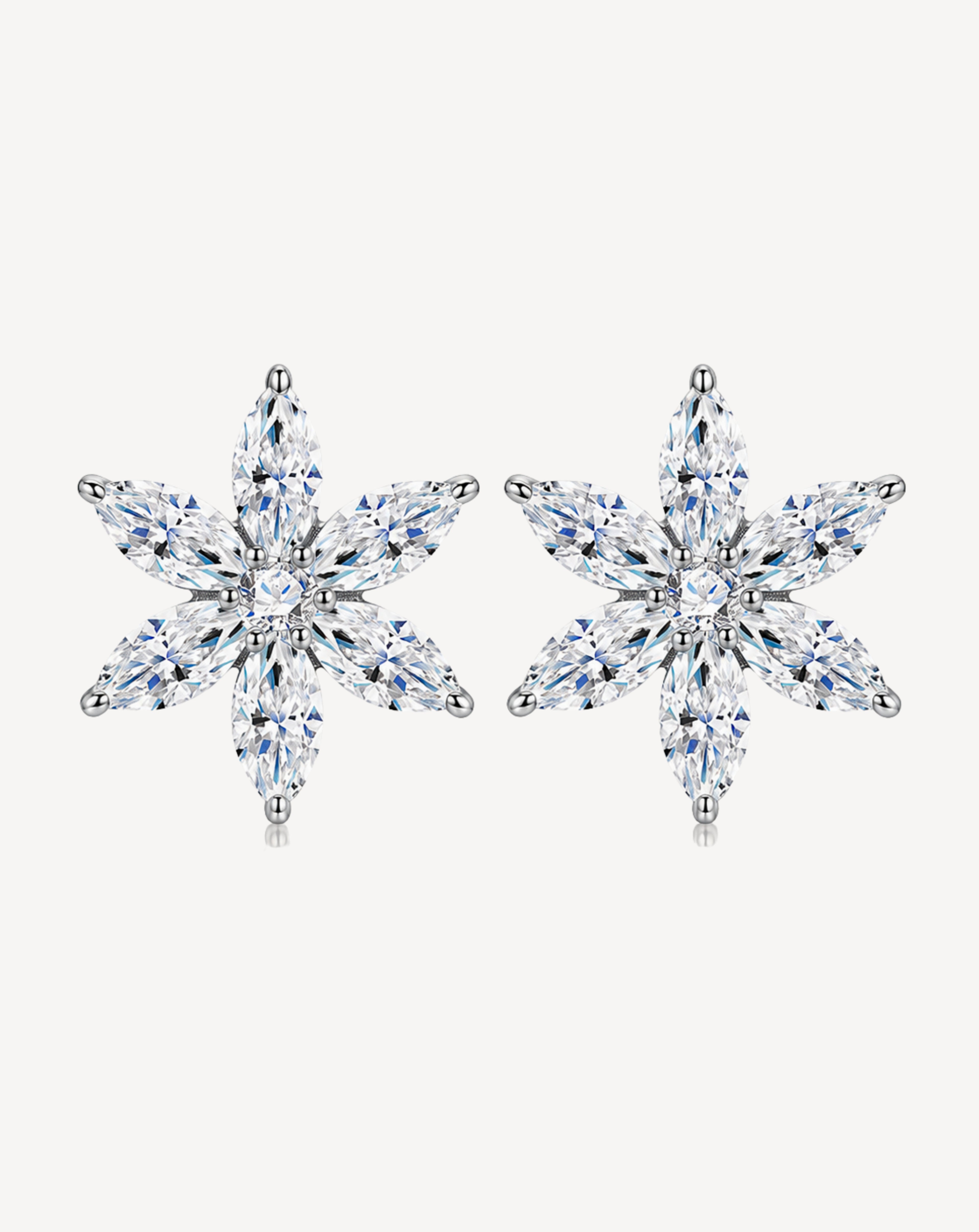 Moissanite Starburst Stud Earrings | Platinum-Plated S925 Silver