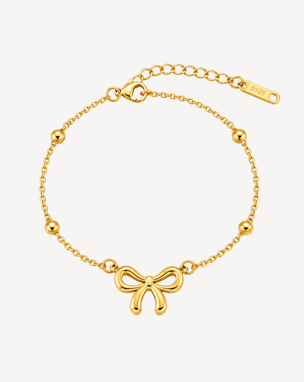 Gold Plated Bow Charm Beaded Bracelet for Women - product image 1