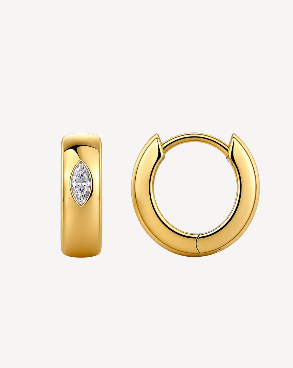Moissanite Gold Huggie Hoop Earrings | Gold-Plated S925 Silver