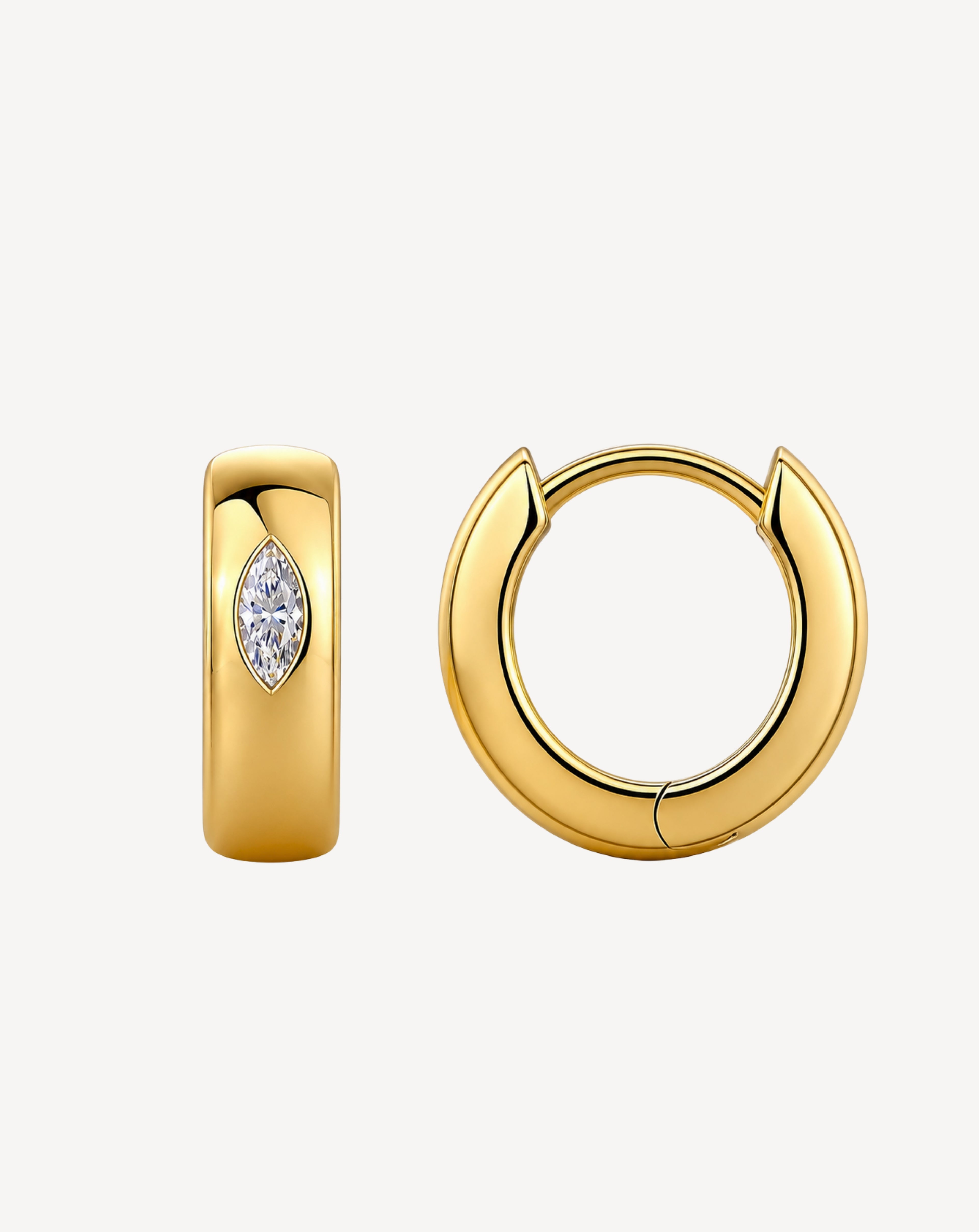 Moissanite Gold Huggie Hoop Earrings | Gold-Plated S925 Silver