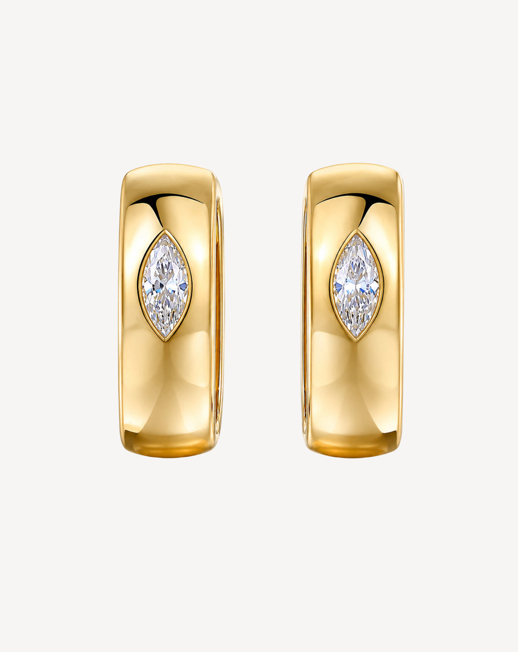 Moissanite Gold Huggie Hoop Earrings | Gold-Plated S925 Silver