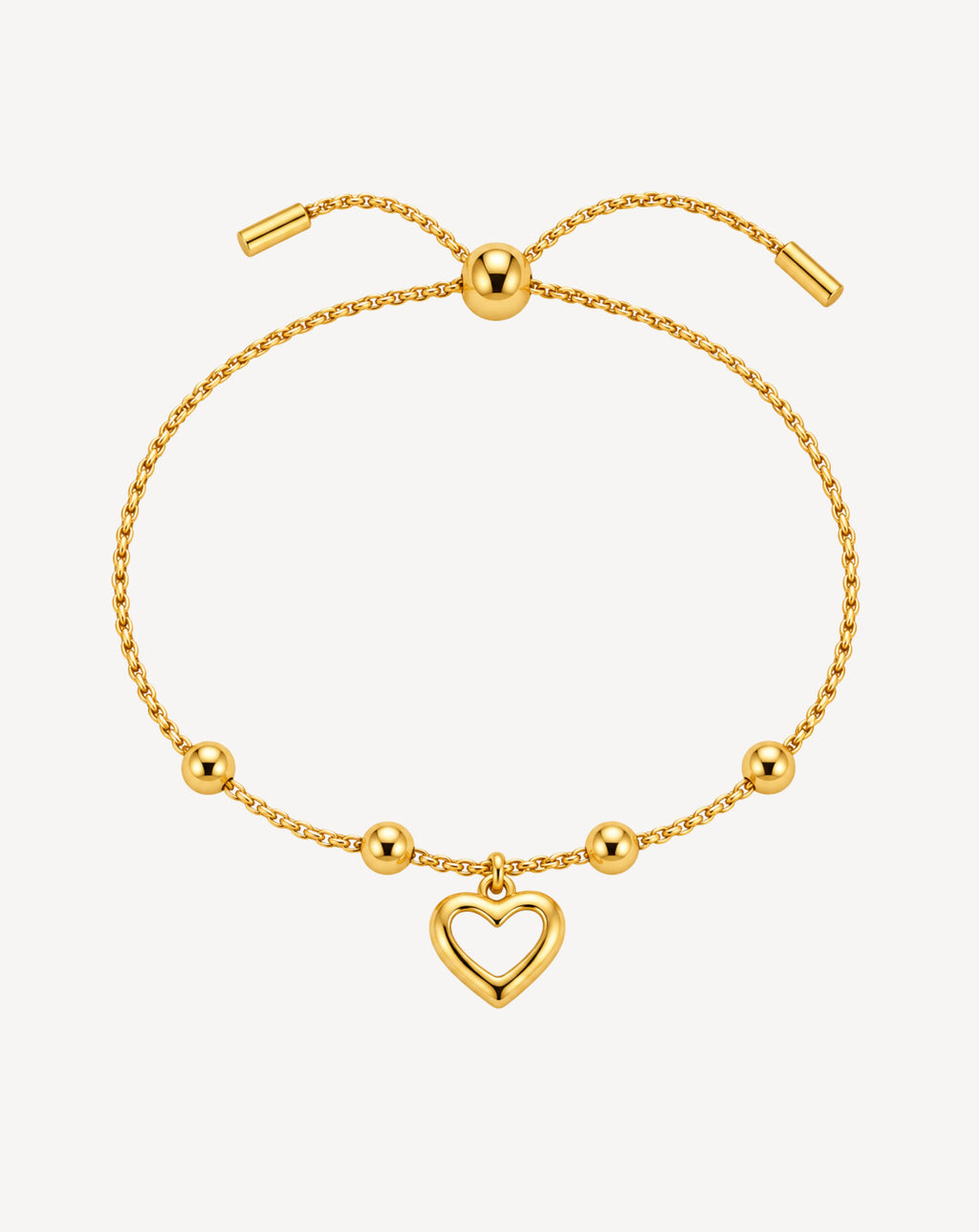 Gold Plated White Heart Beaded Slider Bracelet for Women - product image 1