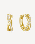 Cross Pavé Huggie Hoop Earrings | Gold-Plated S925 Silver
