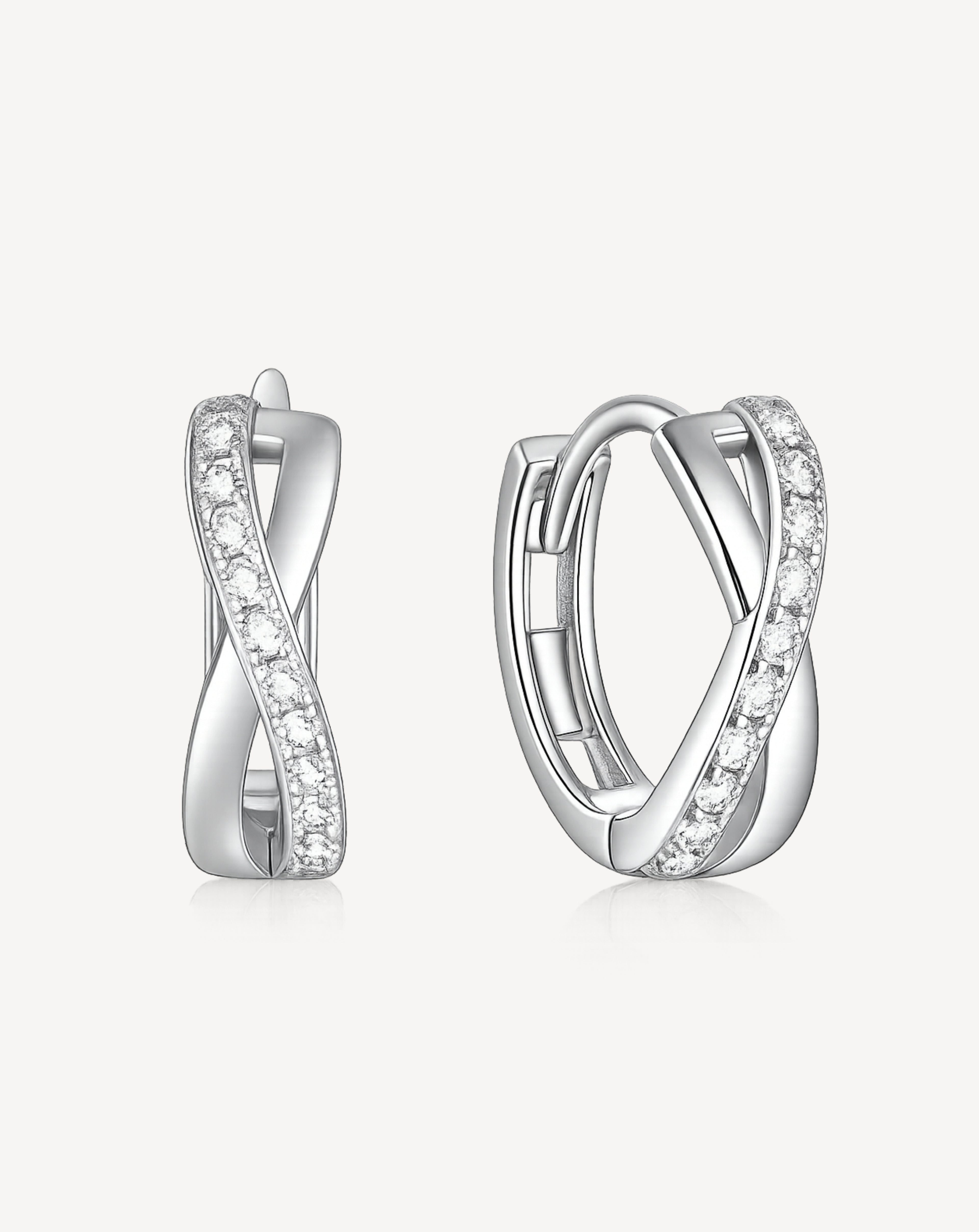 Cross Pavé Huggie Hoop Earrings | Gold-Plated S925 Silver