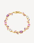 Gold Plated Pink & Purple Crystal Floral Bracelet for Women - product image 1