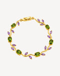 Gold Plated Green & Purple Crystal Floral Bracelet for Women - product image 1