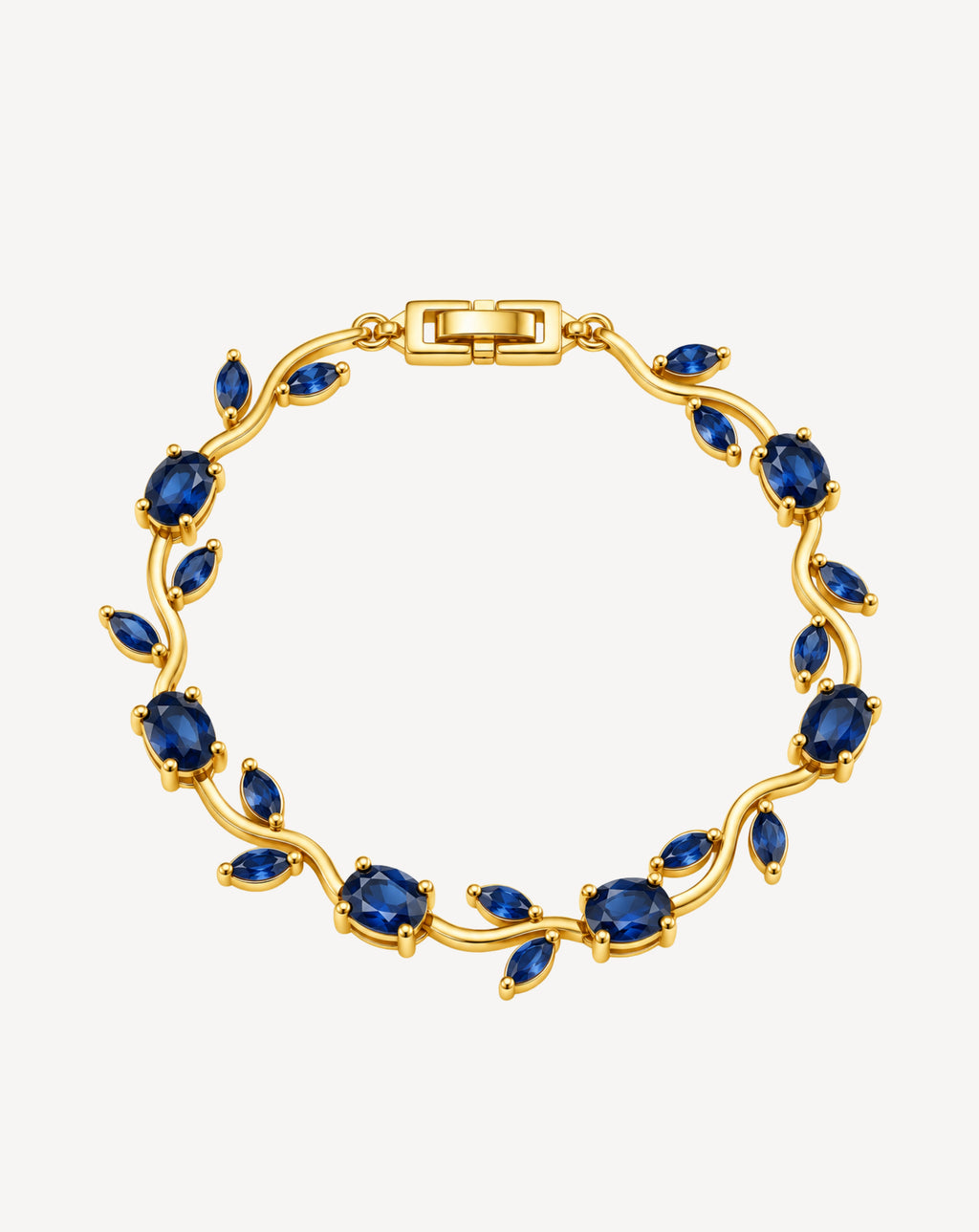 Gold Plated Blue Crystal Floral Bracelet for Women - product image 1