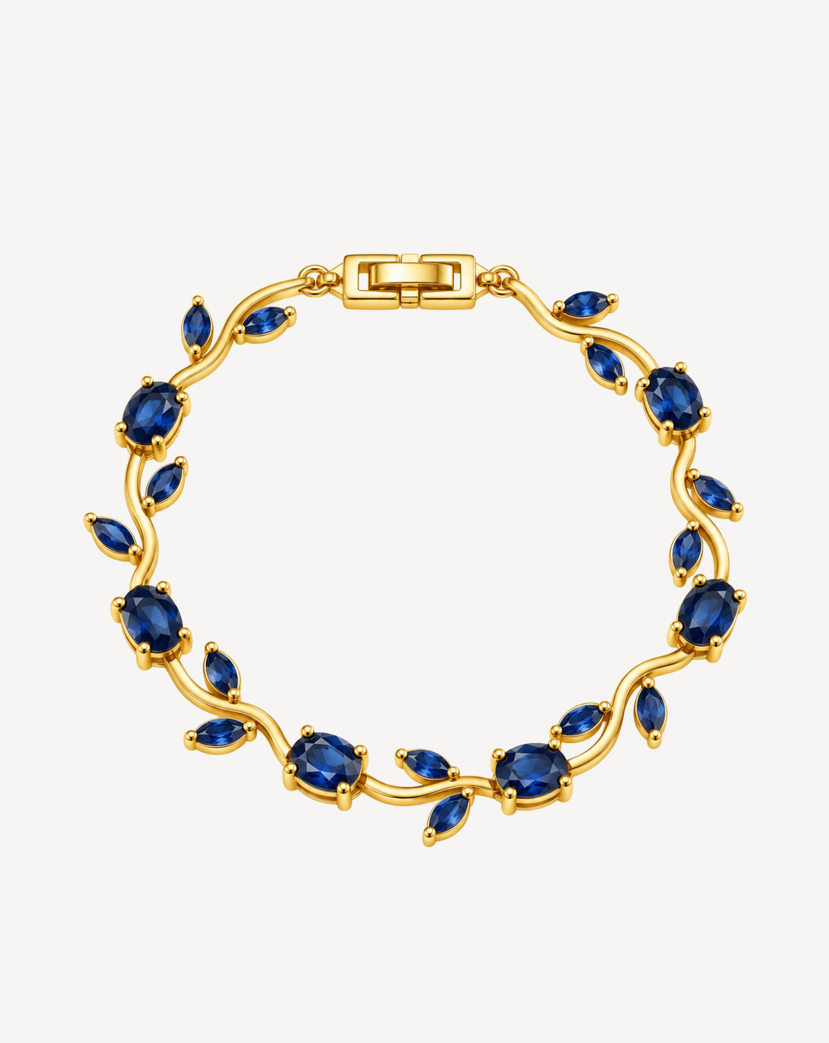 Gold Plated Blue Crystal Floral Bracelet for Women - product image 1
