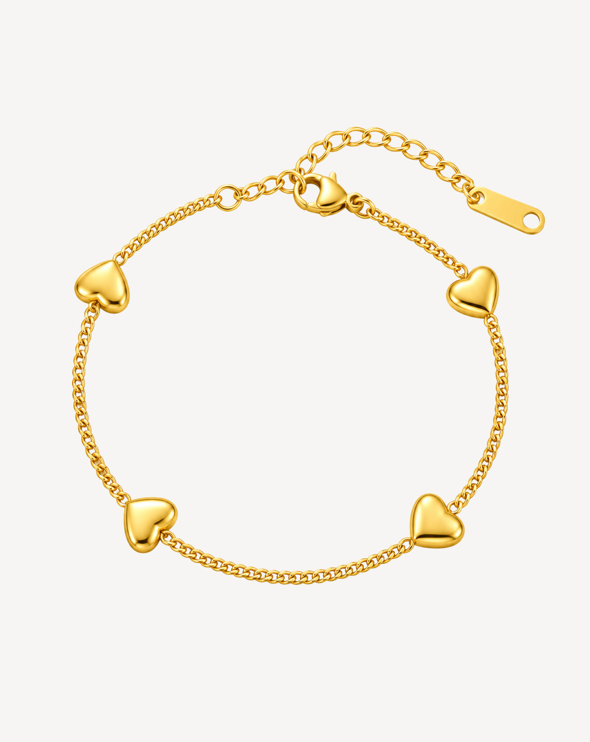 Gold Plated Heart Charm Chain Bracelet for Women - product image 1