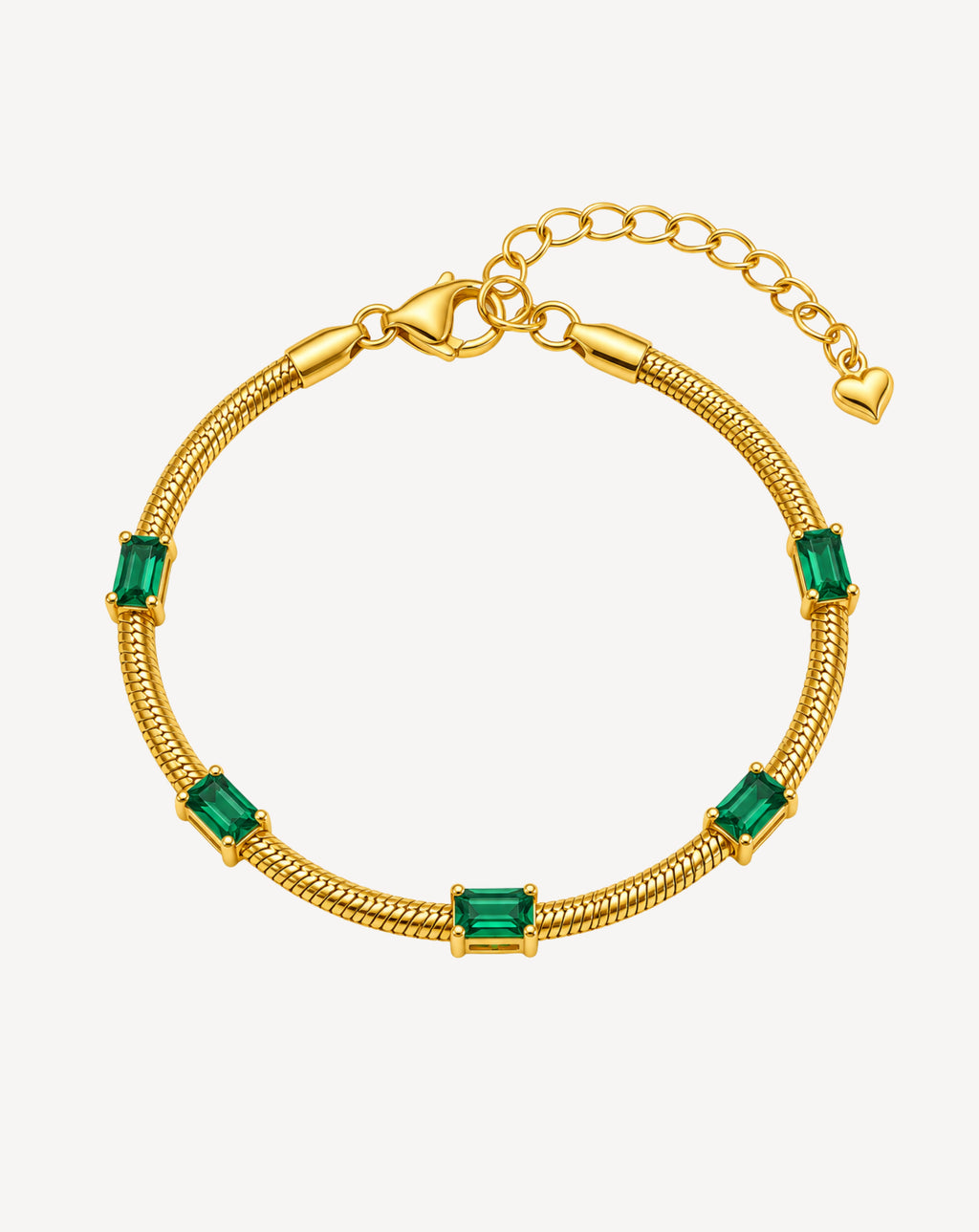 Gold Plated Green Crystal Double Chain Bracelet for Women - product image 1