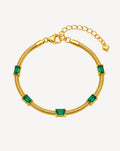 Gold Plated Green Crystal Double Chain Bracelet for Women - product image 1