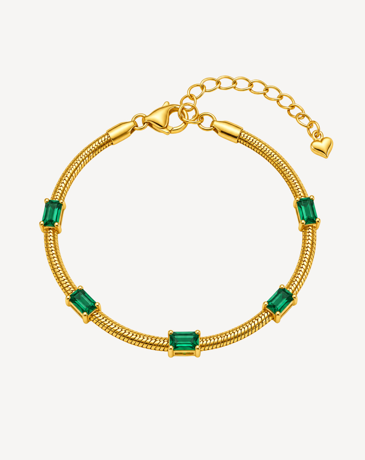 Gold Plated Green Crystal Double Chain Bracelet for Women - product image 1