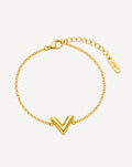 Gold Plated V-Shaped Pendant Chain Bracelet for Women - product image 1