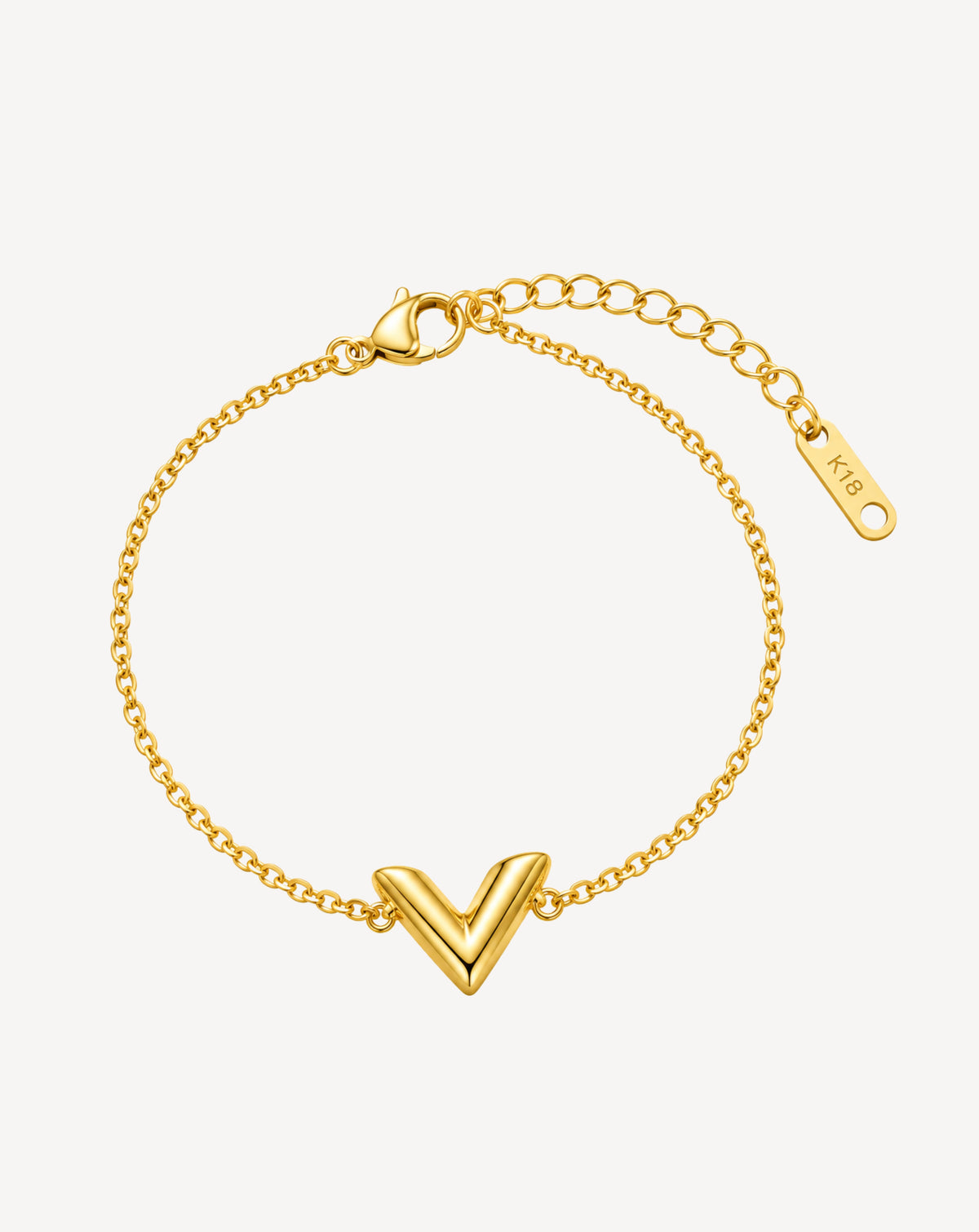Gold Plated V-Shaped Pendant Chain Bracelet for Women - product image 1
