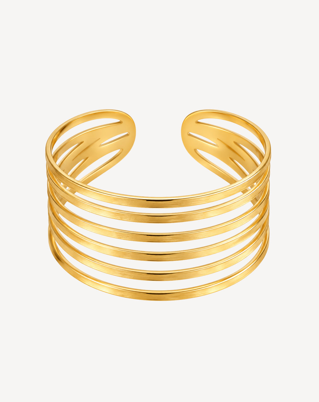 Gold Plated Multi-Band Open Cuff Bracelet for Women - product image 1