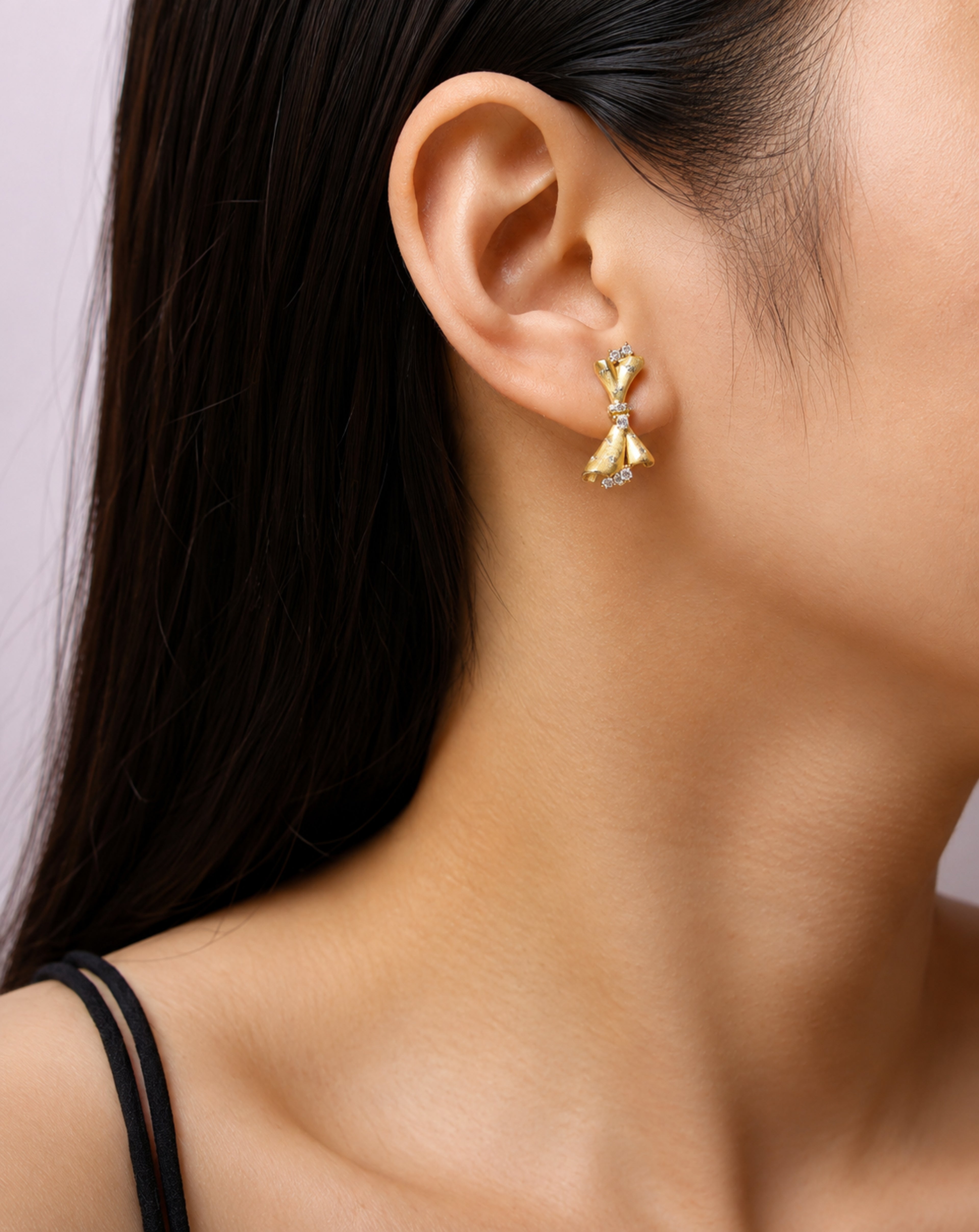 Morganite Bow Stud Earrings | Gold-Plated S925 Silver