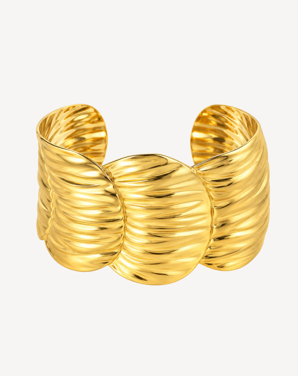 Gold Plated Sculpted Wave Cuff Bangle for Women - product image 1